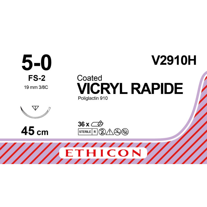 Sutura Ethicon VICRYL RAPIDE V2910H - 5-0, Ago 3/8 FS-2 mm 19 - Incolore (conf. 36 pz.)