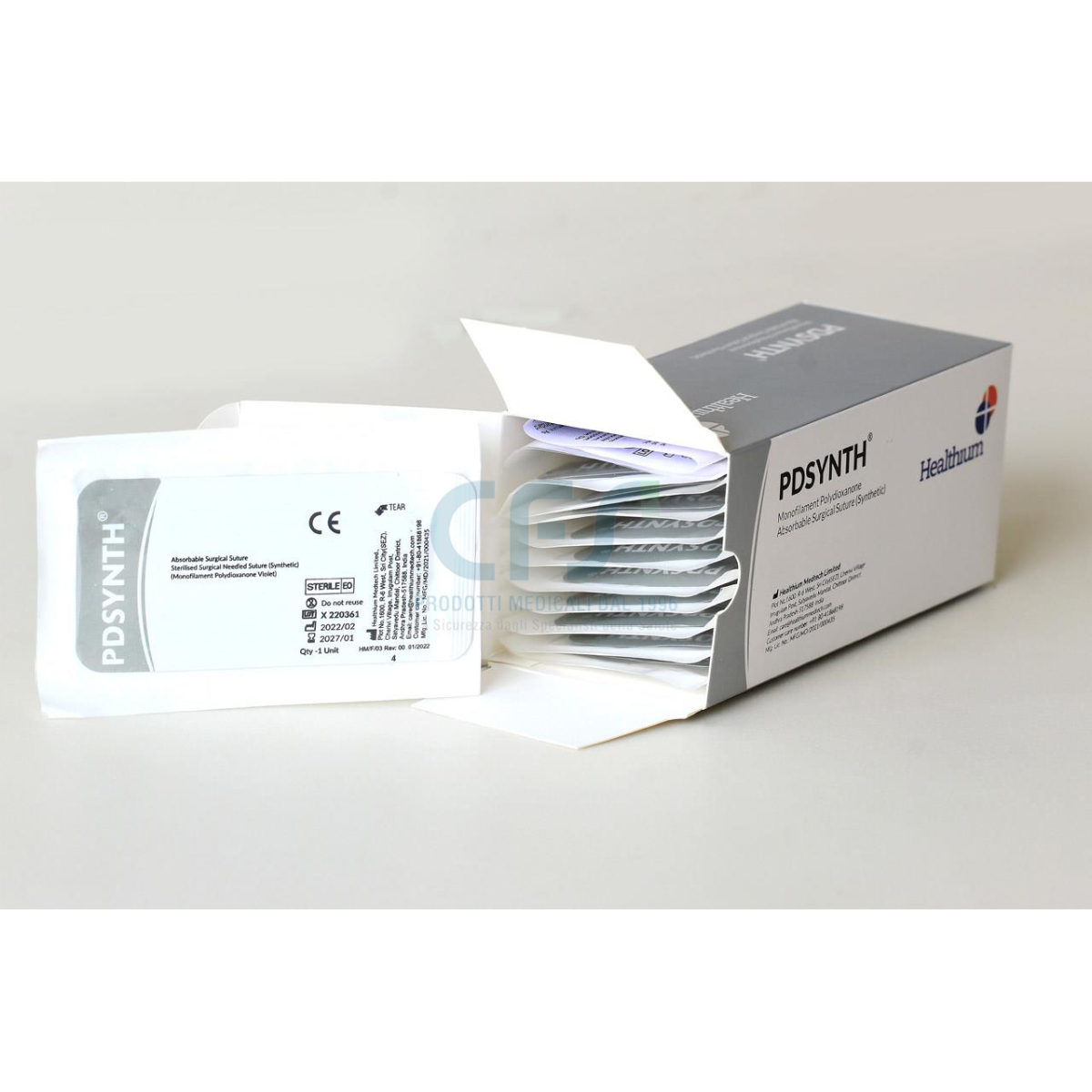 Sutura Healthium PDSYNTH, ago 1/2 40mm, USP 0 - filo viola 70cm (conf. 12 pz.)