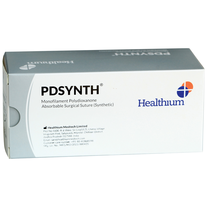 Sutura Healthium PDSYNTH, ago 1/2 40mm, USP 0 - filo viola 70cm (conf. 12 pz.)