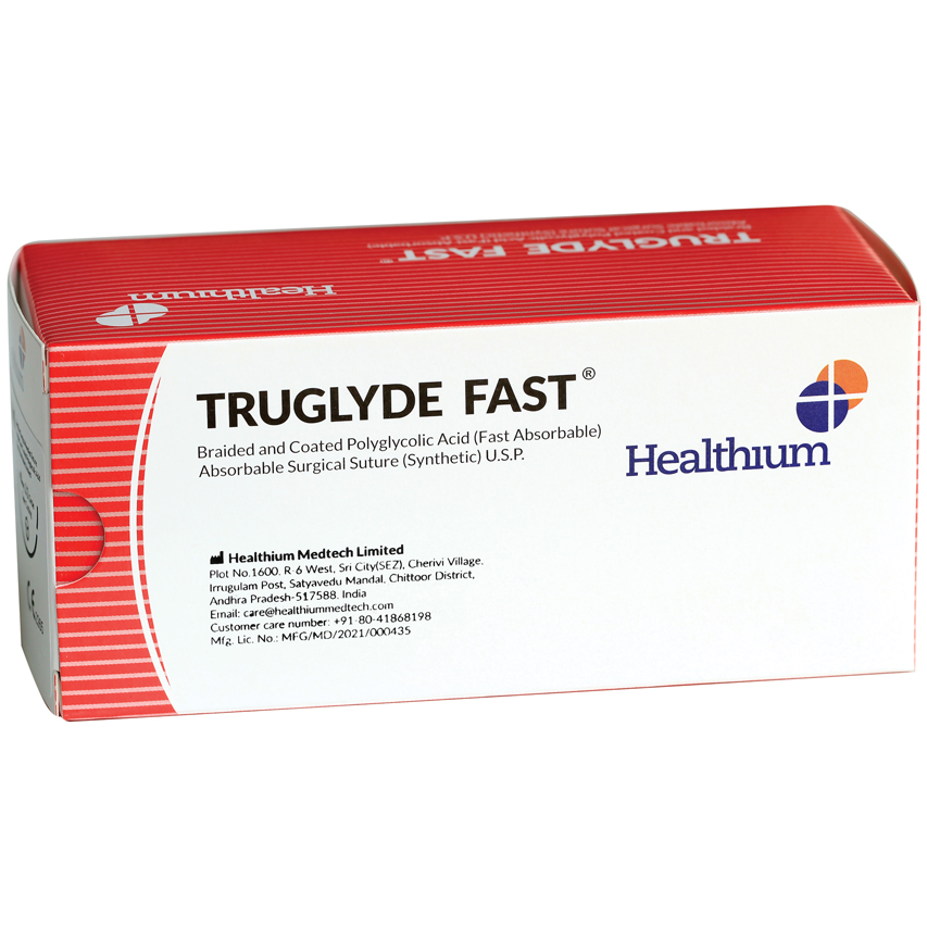 Sutura Healthium TRUGLYDE FAST, ago 1/2 17mm, USP 5/0 - filo incolore 75cm (conf. 12 pz.)