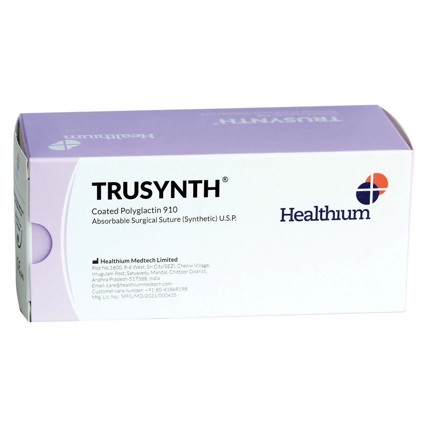 Sutura Healthium TRUSYNTH, ago 1/2 19mm, USP 4/0 - filo viola 75cm (co ...