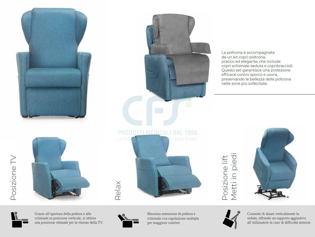 Poltrona elevabile 2 motori NINFEA PO401 con Roller