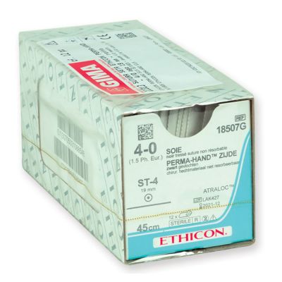 Sutura Ethicon Seta PERMA-HAND 18507G - 4-0, Ago Retta ST-4 mm 19 - Nero (conf. 12 pz.)