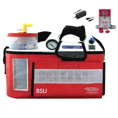 Aspiratore da emergenza OB2012 FA a batteria/12V/220 (BSU158ST) - Staffa ambulanza - Flacone autoclavabile da 1 lt