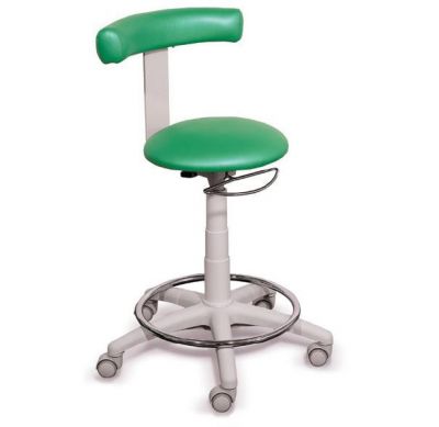 Sgabello GYNEX con sedile imbottito e anello poggiapiedi - In acciao elevabile a gas