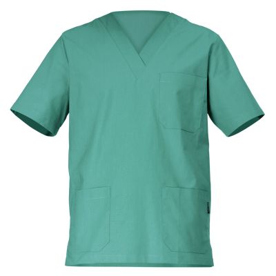 Casacca in cotone 100% PIERO - Verde con scollo a V (Unisex)