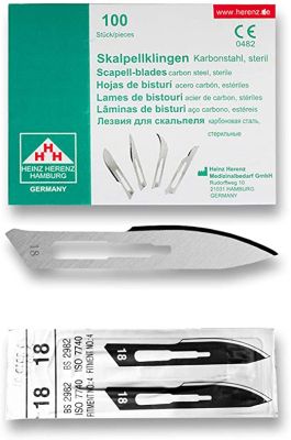 Lame bisturi monouso sterili Heinz Herenz Carbon Steel n.18 (conf. 100 pz.)