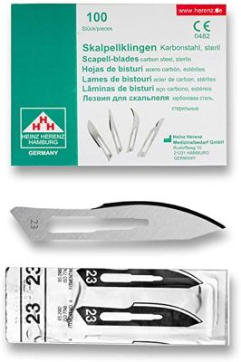 Lame bisturi monouso sterili Heinz Herenz Carbon Steel n.23 (conf. 100 pz.)