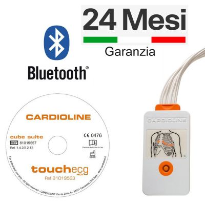 PC-Ecg CARDIOLINE TouchECG HD+ con software PC Windows e guscio protettivo in silicone