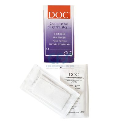 Compresse di garza cotone DOC cm 18 x 40 - Sterile (conf. 12 pz.)