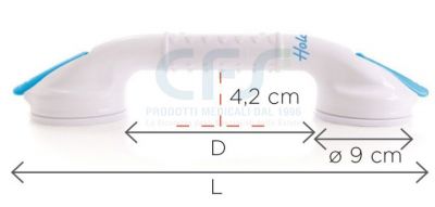 Maniglia di sicurezza in ABS a ventosa RS975-36 - lineari / angolari - 36  cm / Tubo 35 su CFS PRODOTTI MEDICALI
