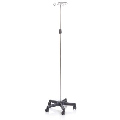 Asta portaflebo in acciaio inox con ruote MI437- 4 ganci in acciaio