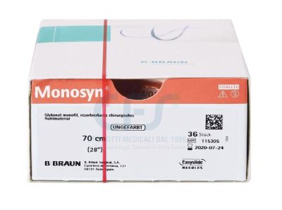Monosyn suture assorbibili in gliconato, ago 3/8 16mm, USP 4/0 - filo incolore 70cm (conf. 36 pz.)