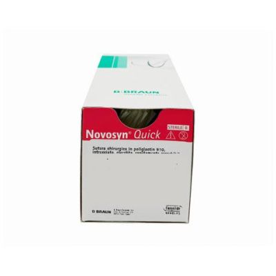 Novosyn Quick suture assorbibili in poliglactina 910, ago 3/8 24mm, USP 2/0 - filo incolore 70cm (conf. 10 pz.)