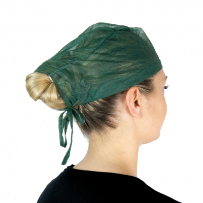 Cappellino monouso con lacci fissi in TNT - Verde  (conf. 100 pz.)