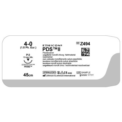 Sutura Ethicon PDS II Z494E Pds II - 4-0, Ago 3/8 P-3 mm 13 - Incolore (conf. 24 pz.)