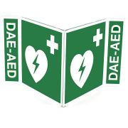 Cartello DAE - AED per defibrillatore bifacciale cm 22,5 x 12