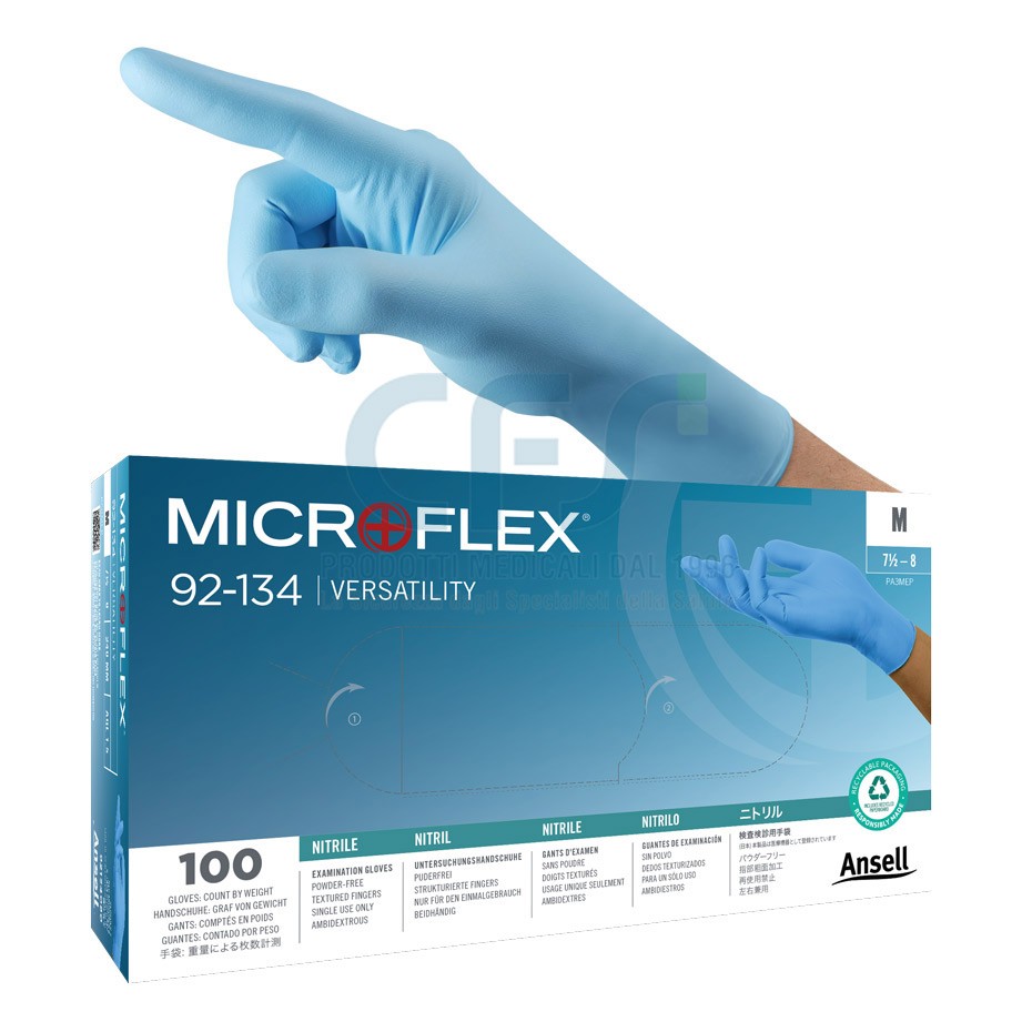 Guanti in nitrile senza polvere MICROFLEX 92-134 (conf.100 pz) su