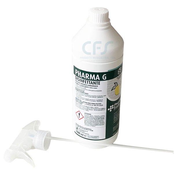 Disinfettante per ambienti e superfici PHARMA G - Flacone 1000 ml. su CFS  PRODOTTI MEDICALI